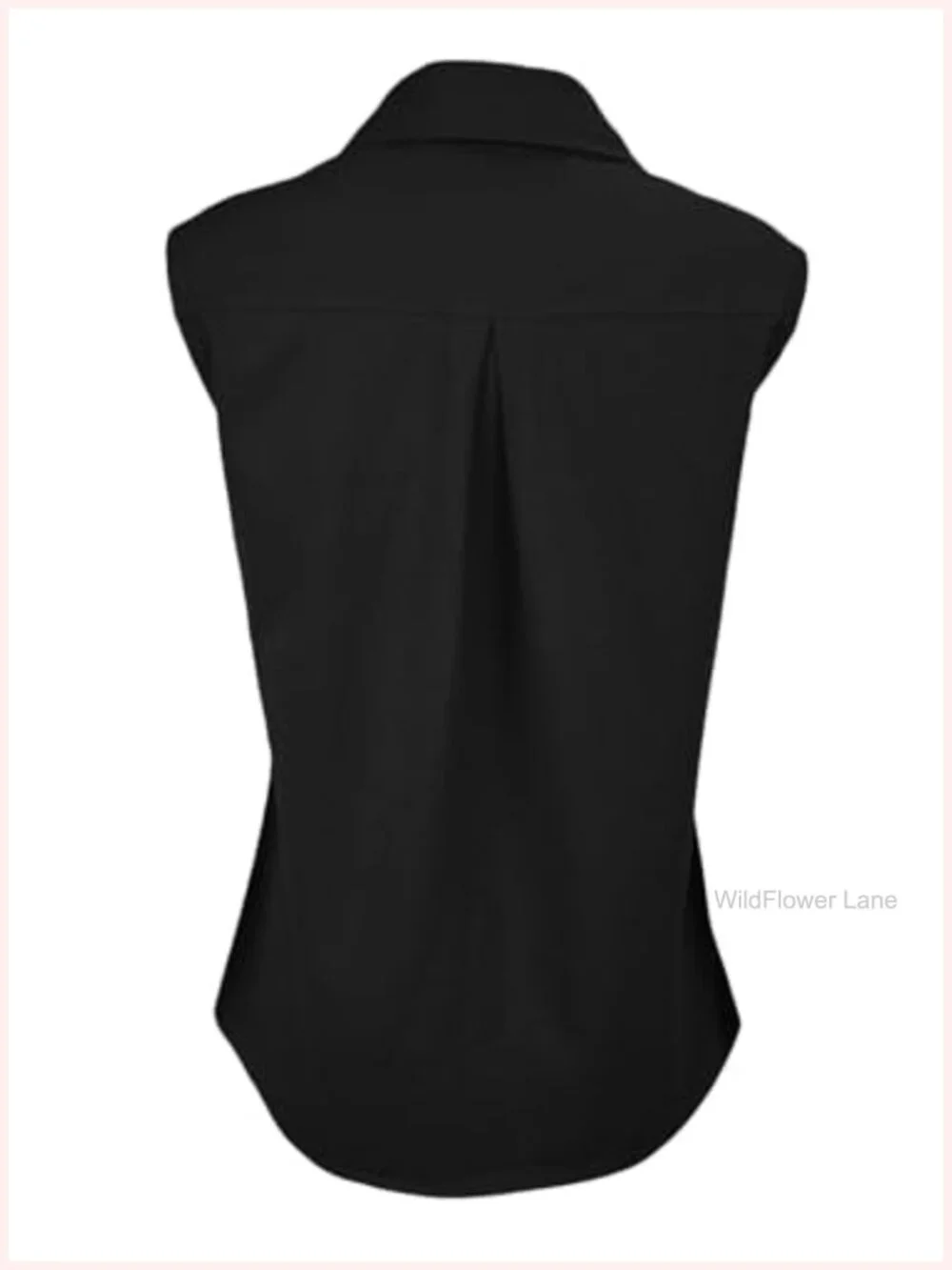 Womens Denim Tank Top V Neck Button Down Collared Sleeveless Casual Blouse